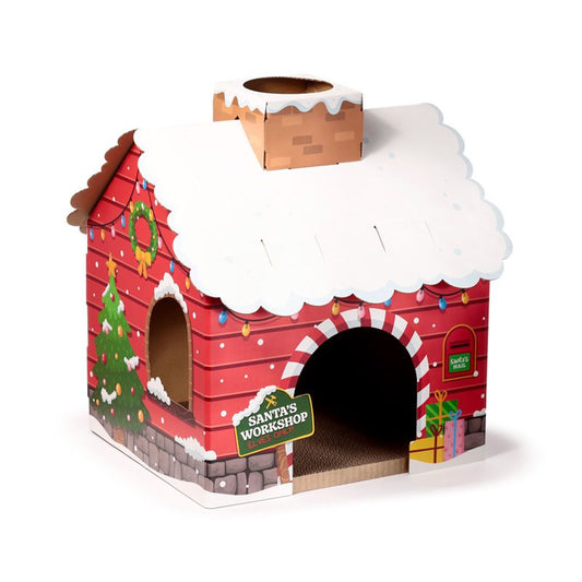 Christmas Santa's Grotto Cat Playhouse 100% Cardboard Cat Den