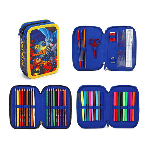 Official Batman Filled 3 Zip Pencil Case