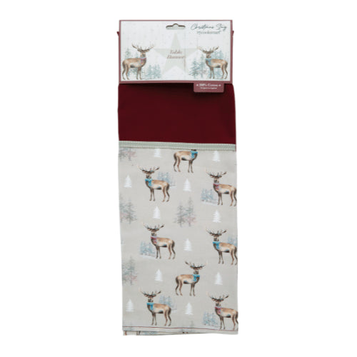 Cooksmart Christmas 'Stag' 100% Cotton Table Runner