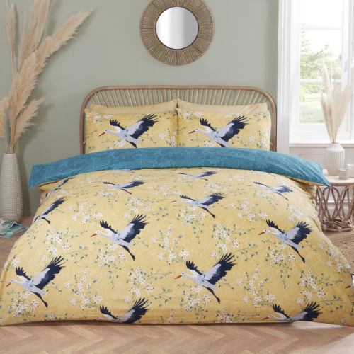 Cranes Ochre Duvet Set